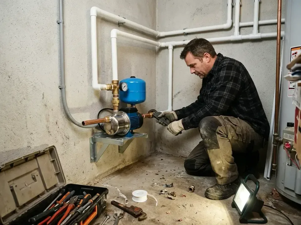 Plumber — Indoor Plumber — Indoor — Plumber, Water Pressure Tank, Water Pump, Indoor, Plumbing