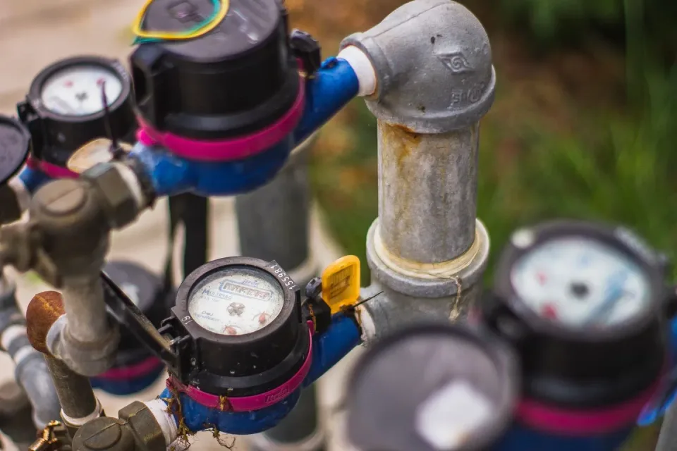 Water Meter — Water Damage Water Meter — Water Damage — Water Meter, Pressure Gauge, Metal Pipe, Water Damage, Water Damage